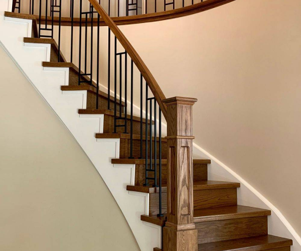 dark wooden stain staircase